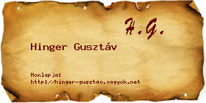 Hinger Gusztáv névjegykártya